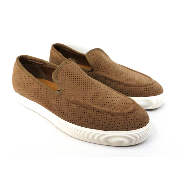 New ZARA Men's Sz 10 EU 43 Brown Tan Perforated Suede Leather Sport Loafers - Picture 1 of 11